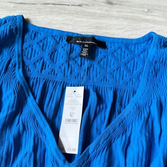 WhiteHouseBlackMarket Sleeveless Mixed Stitch Peplum Top Blue XL NWT - Picture 6 of 7